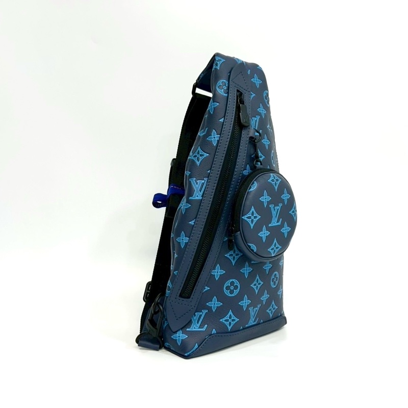 LV藍色 Slingbag Shadow牛皮Duo側背胸口包M46562-5