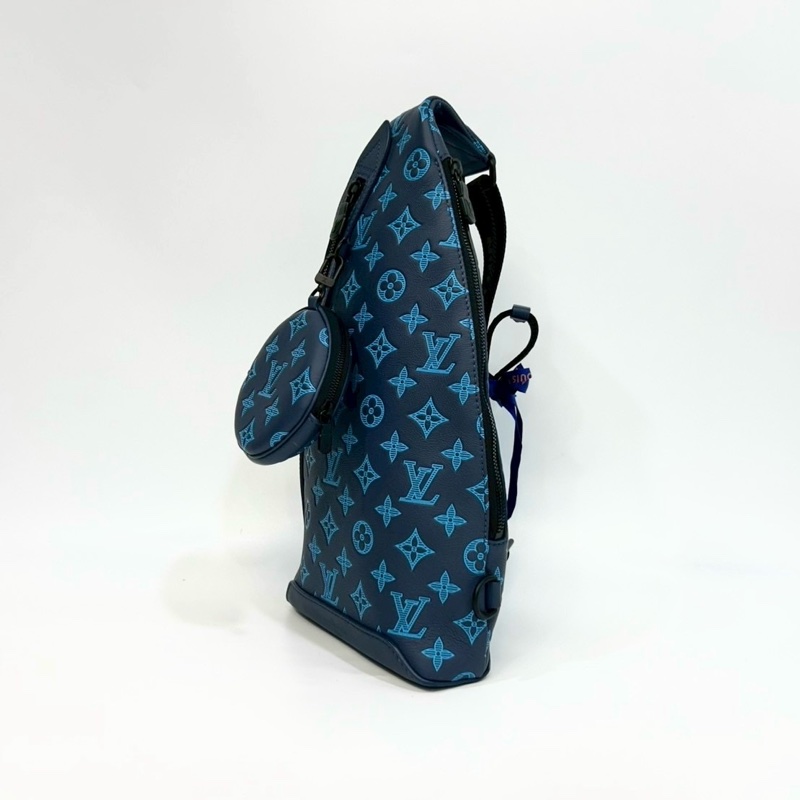 LV藍色 Slingbag Shadow牛皮Duo側背胸口包M46562-6