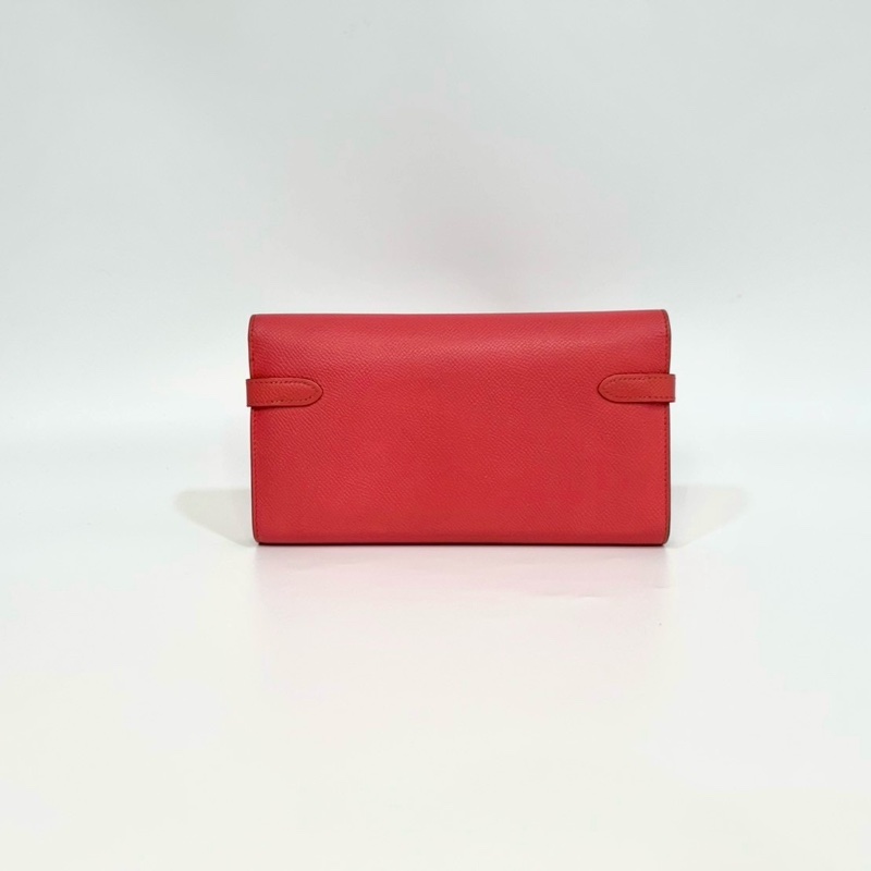 Hermes齊普爾玫瑰粉(T5)銀釦kelly長夾-1