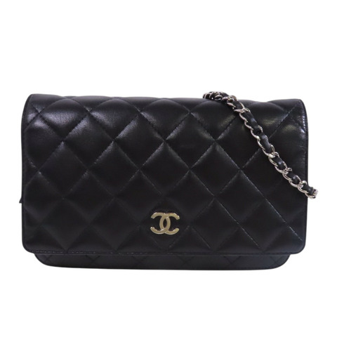 CHANEL 羊皮皮革WOC銀扣鏈帶肩背袋