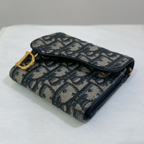 Dior 藍緹花布三折短夾