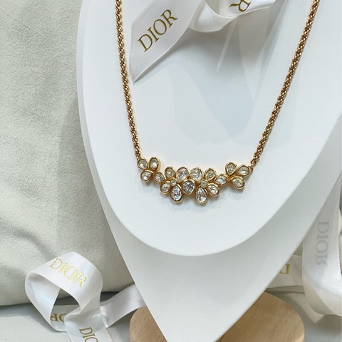 DIOR 中古金色水鑽花花項鏈 XB151