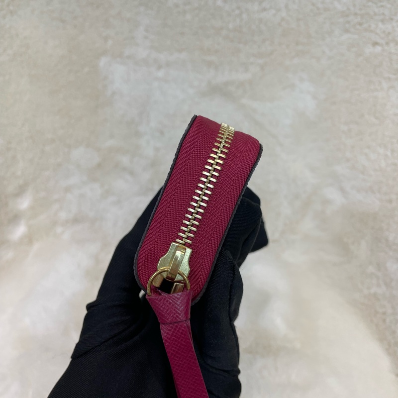 LV 老花拼紅邊卡包 I613-4