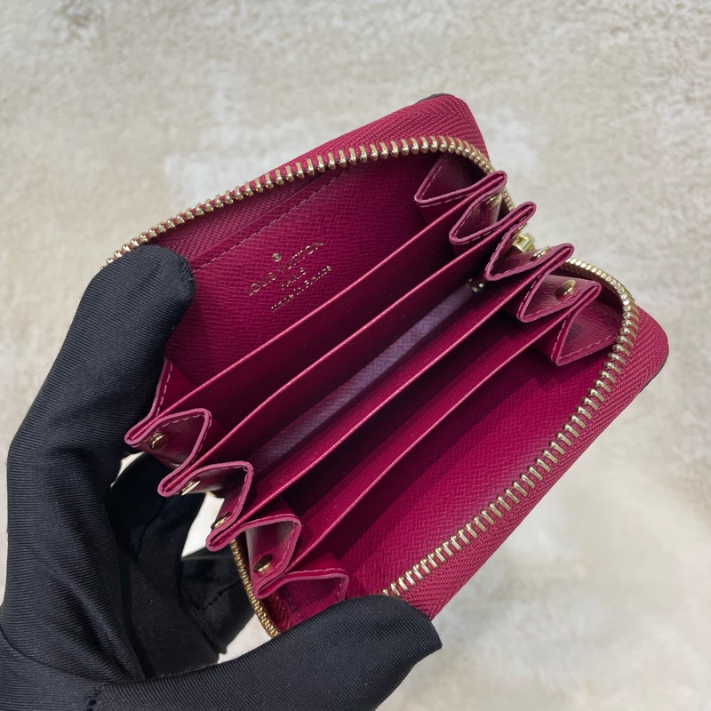 LV 老花拼紅邊卡包 I613-13