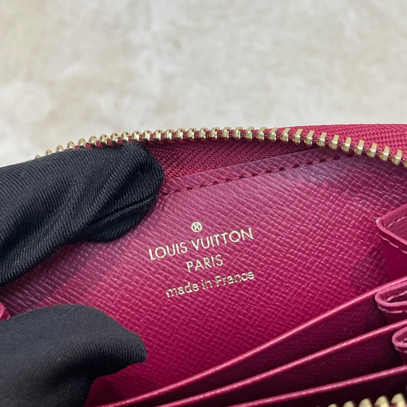 LV 老花拼紅邊卡包 I613-14