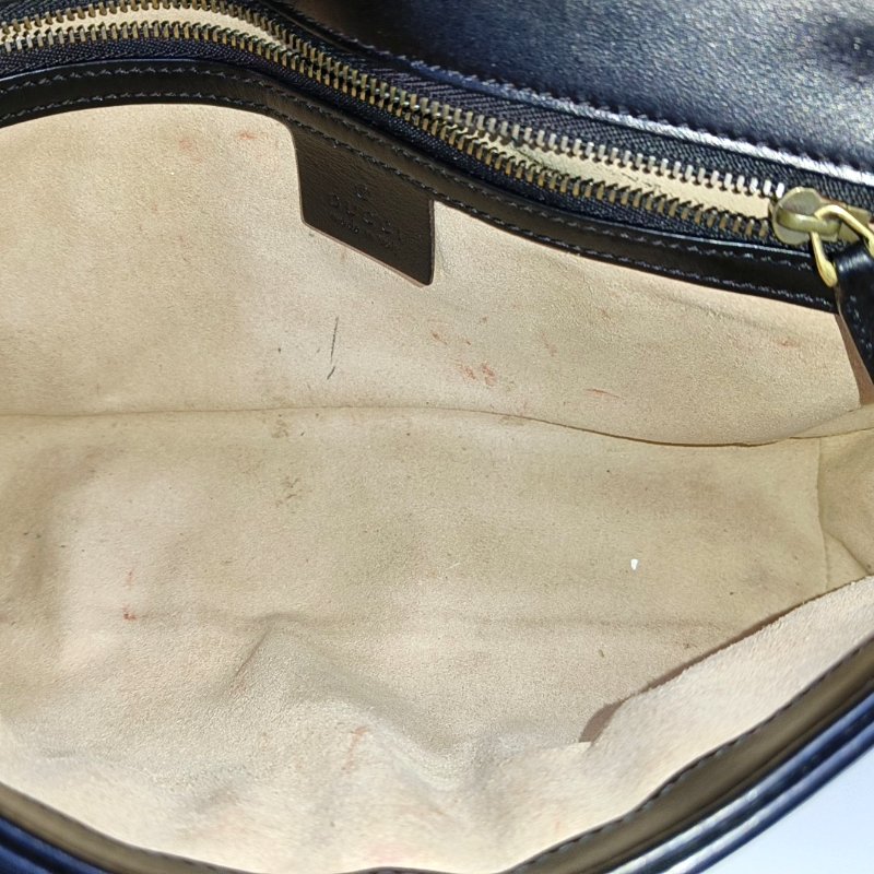 GUCCI GG Marmont 小號 黑色 牛皮 絎縫 波浪紋 單肩包 手提包-12