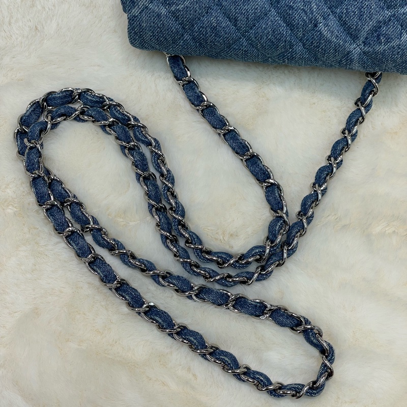 CHANEL 藍色牛仔丹寧布 mini 方胖子 I668-19