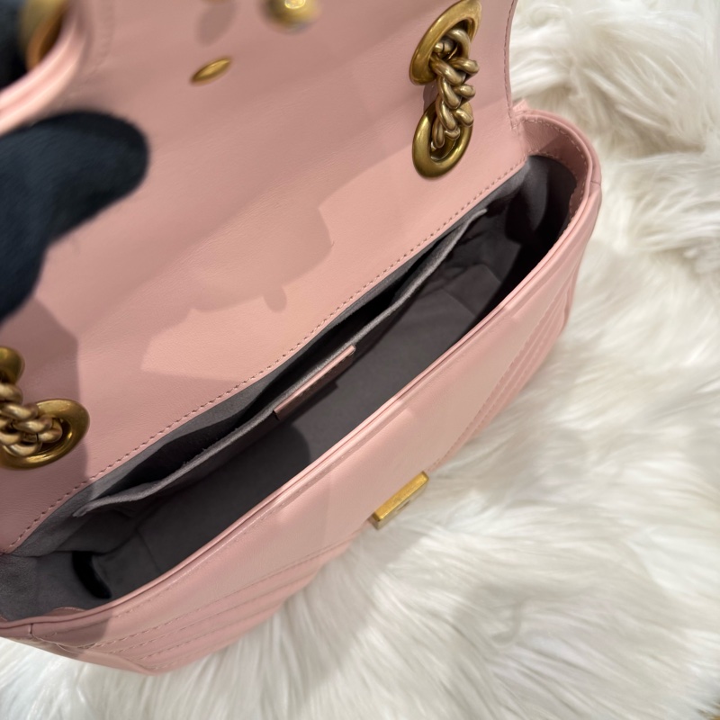 離櫃未使用 Gucci Marmont22 粉色 肩背包 斜背包-5