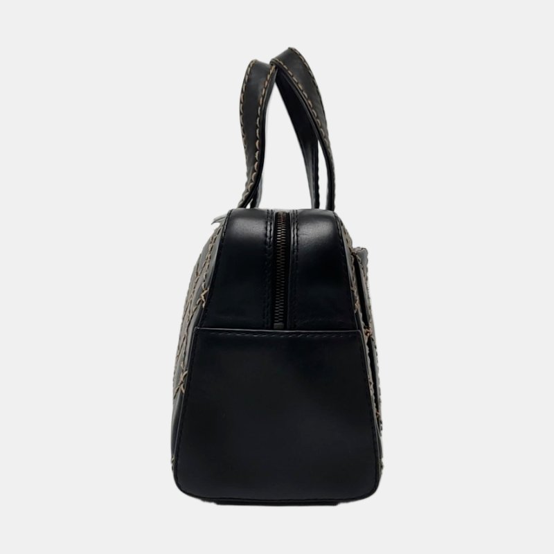 CHANEL SURPIQUE 中號 黑色 牛皮 菱格紋 手提包 中古款-2