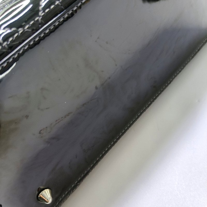 DIOR Lady Dior 中號 黑色 漆皮 藤格紋 絎縫 戴妃五格 單肩包 斜挎包 手提包 可拆卸肩帶-13