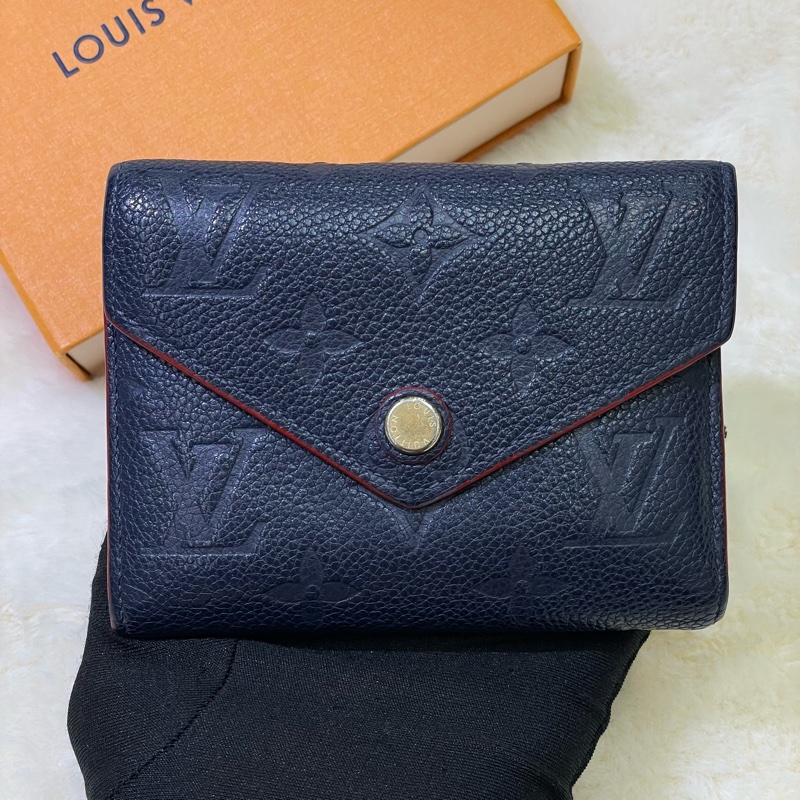 LV 深藍紅邊三摺短夾 XB673-1
