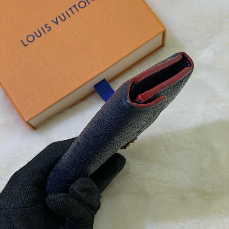 LV 深藍紅邊三摺短夾 XB673-9