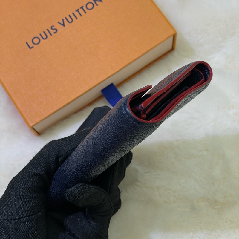 LV 深藍紅邊三摺短夾 XB673-10