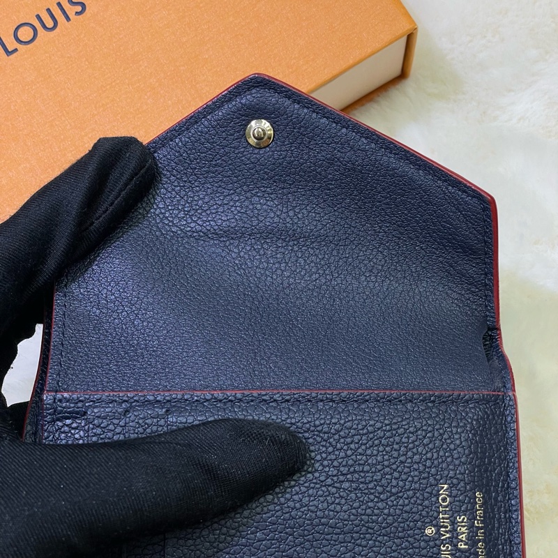 LV 深藍紅邊三摺短夾 XB673-11