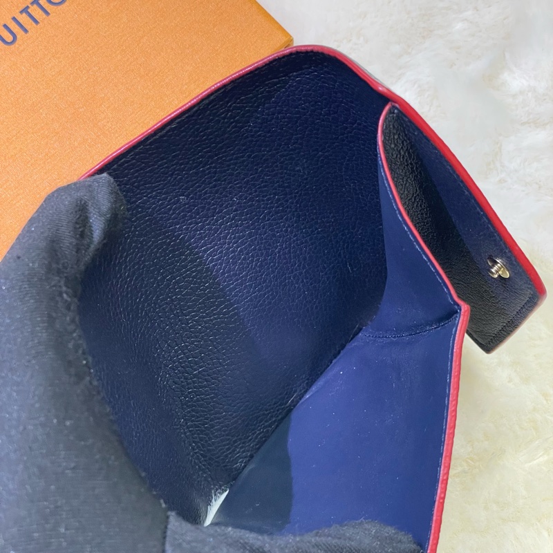 LV 深藍紅邊三摺短夾 XB673-16