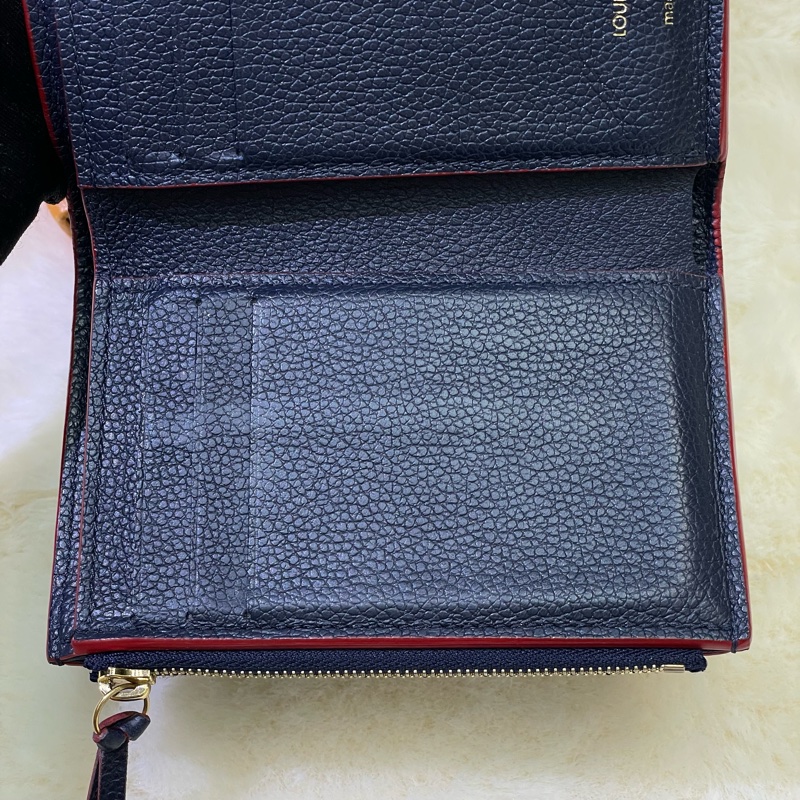 LV 深藍紅邊三摺短夾 XB673-24