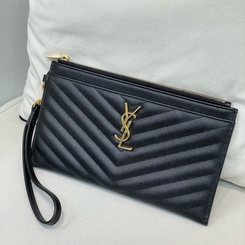 YSL 黑金色V紋手拎包 XB624
