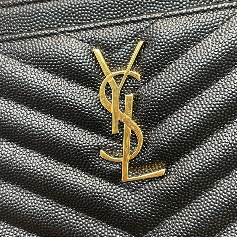 YSL 黑金色V紋手拎包 XB624-18