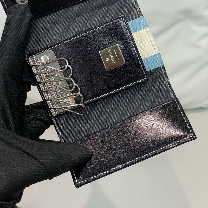 FENDI 深藍色布面鑰匙包 I250-8
