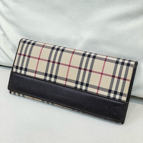 BURBERRY 米色格子長夾 XA159