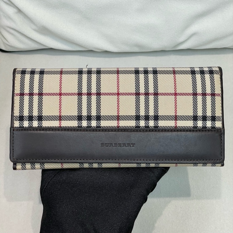 BURBERRY 米色格子長夾 XA159-1