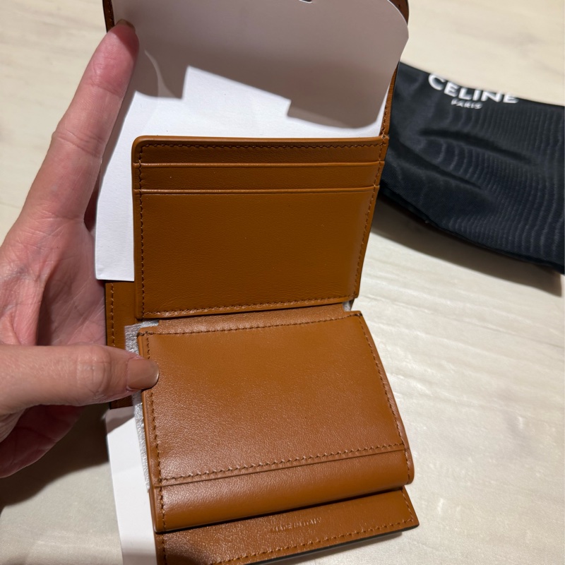 全新CELINE凱旋門棕色三折中夾-7