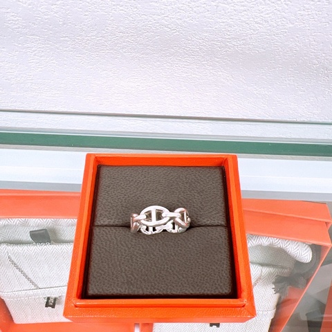 (53碼) Hermes 豬鼻子銀戒指 chaine d’ancre enchainee