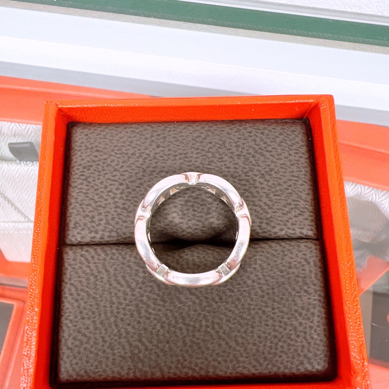 (53碼) Hermes 豬鼻子銀戒指 chaine d’ancre enchainee-5