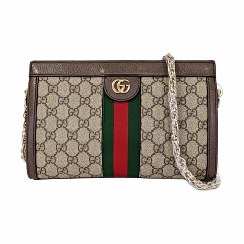 GUCCI Ophidia 小號 米色 塗層 帆布 老花 印花 單肩包