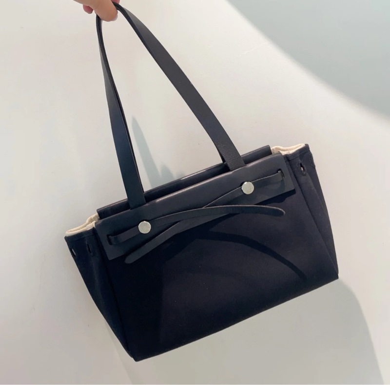 「JL精品代購」愛馬仕帆布拼皮herbag橫版小號-4