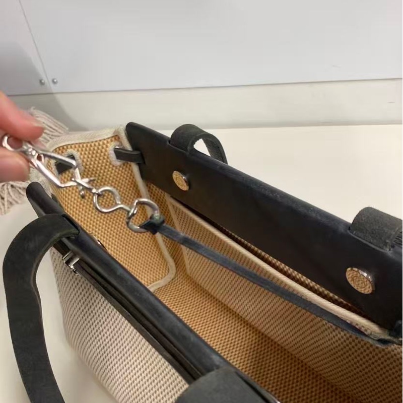 「JL精品代購」愛馬仕帆布拼皮herbag橫版小號-13
