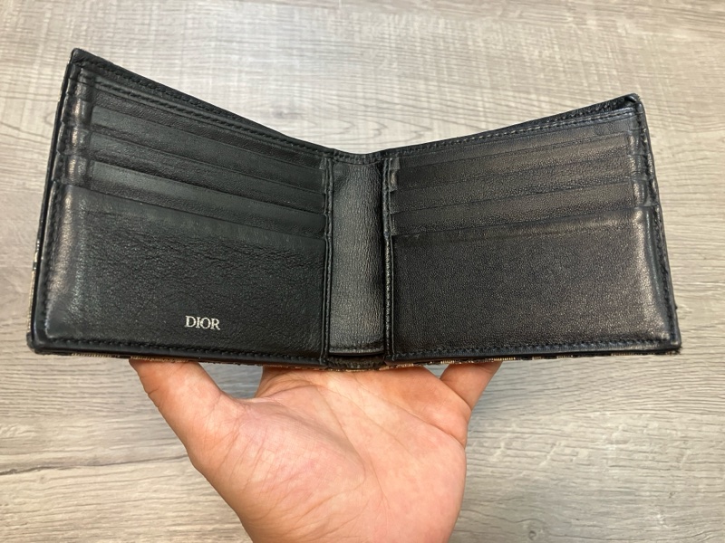 （售出）DIOR 迪奧 Oblique 緹花 短夾 皮夾 錢包 對折 帆布 老花 原花 滿版 CD LOGO-4