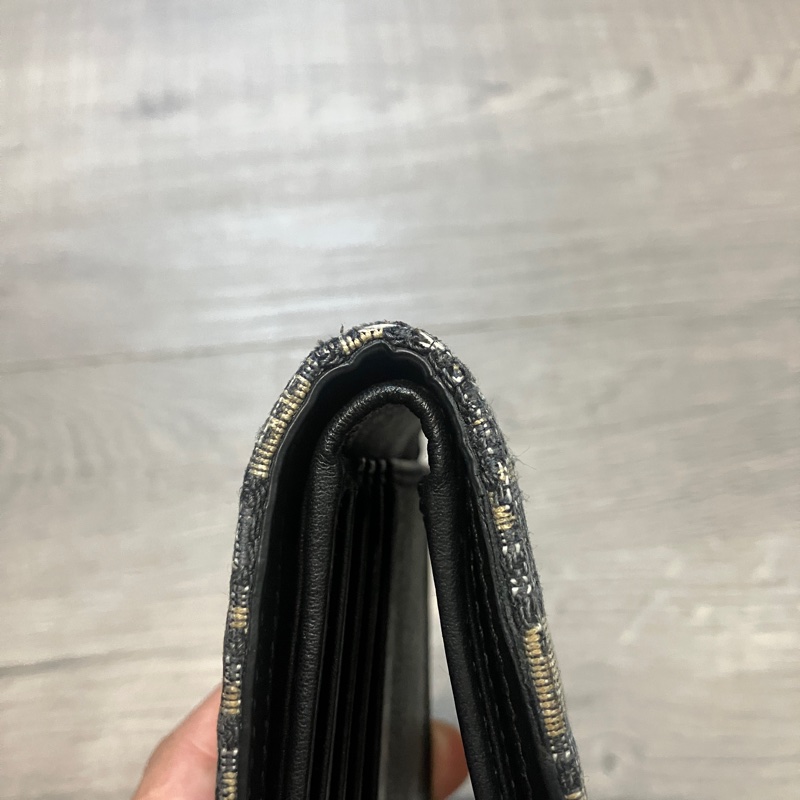 （售出）DIOR 迪奧 Oblique 緹花 短夾 皮夾 錢包 對折 帆布 老花 原花 滿版 CD LOGO-7