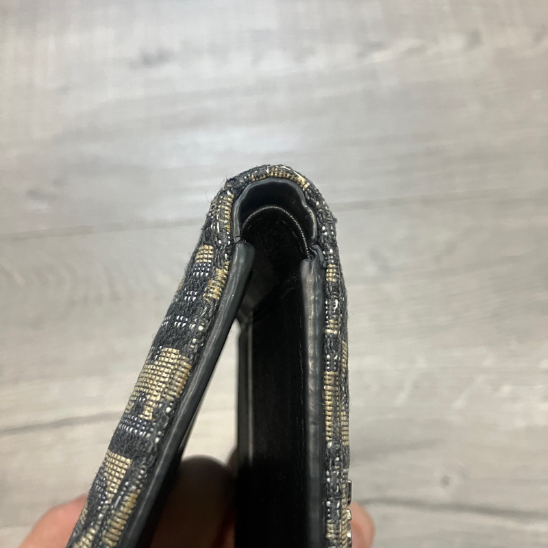 （售出）DIOR 迪奧 Oblique 緹花 短夾 皮夾 錢包 對折 帆布 老花 原花 滿版 CD LOGO-8