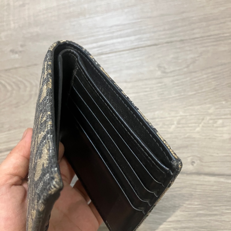 （售出）DIOR 迪奧 Oblique 緹花 短夾 皮夾 錢包 對折 帆布 老花 原花 滿版 CD LOGO-10