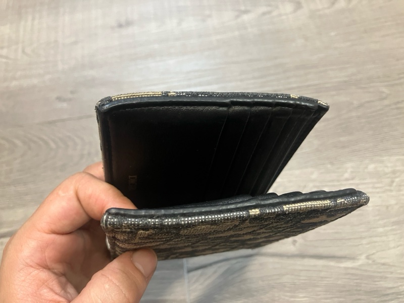 （售出）DIOR 迪奧 Oblique 緹花 短夾 皮夾 錢包 對折 帆布 老花 原花 滿版 CD LOGO-11