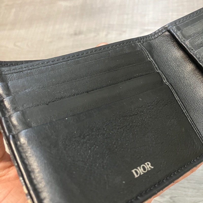 （售出）DIOR 迪奧 Oblique 緹花 短夾 皮夾 錢包 對折 帆布 老花 原花 滿版 CD LOGO-24