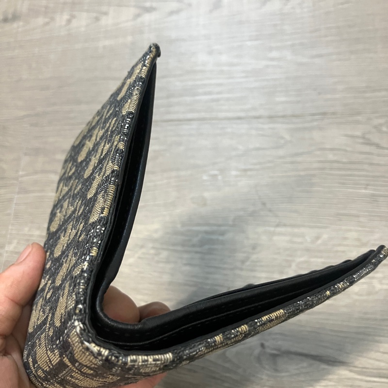 （售出）DIOR 迪奧 Oblique 緹花 短夾 皮夾 錢包 對折 帆布 老花 原花 滿版 CD LOGO-33