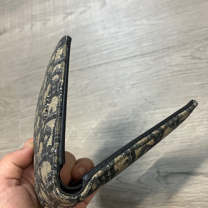 （售出）DIOR 迪奧 Oblique 緹花 短夾 皮夾 錢包 對折 帆布 老花 原花 滿版 CD LOGO-34