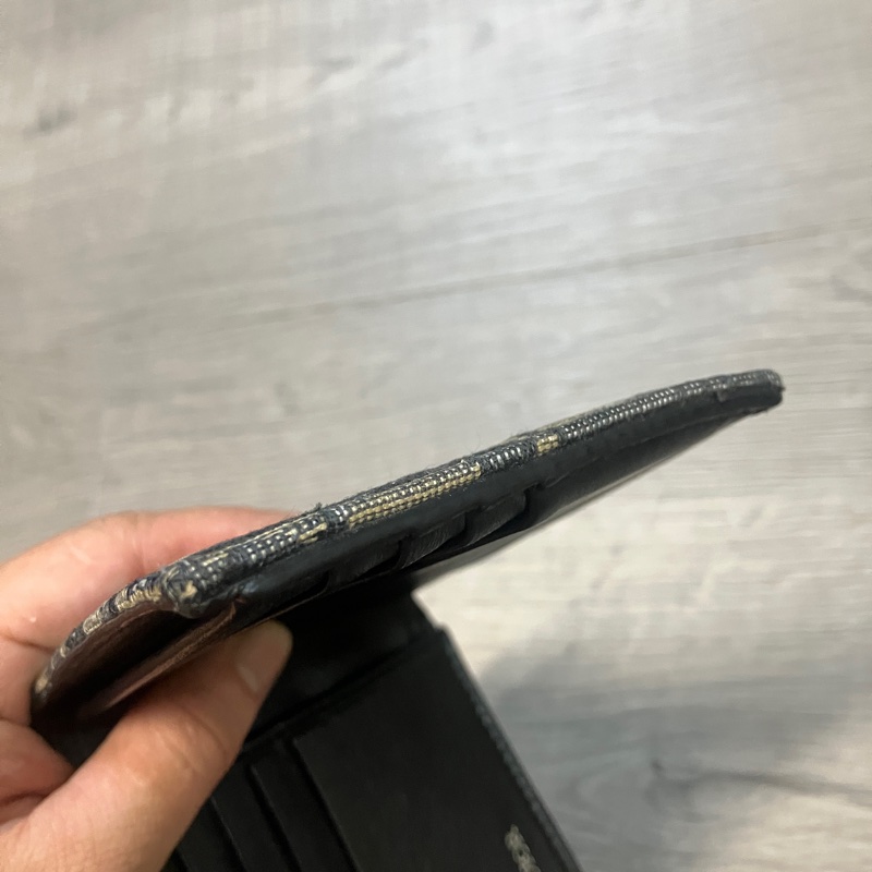 （售出）DIOR 迪奧 Oblique 緹花 短夾 皮夾 錢包 對折 帆布 老花 原花 滿版 CD LOGO-36