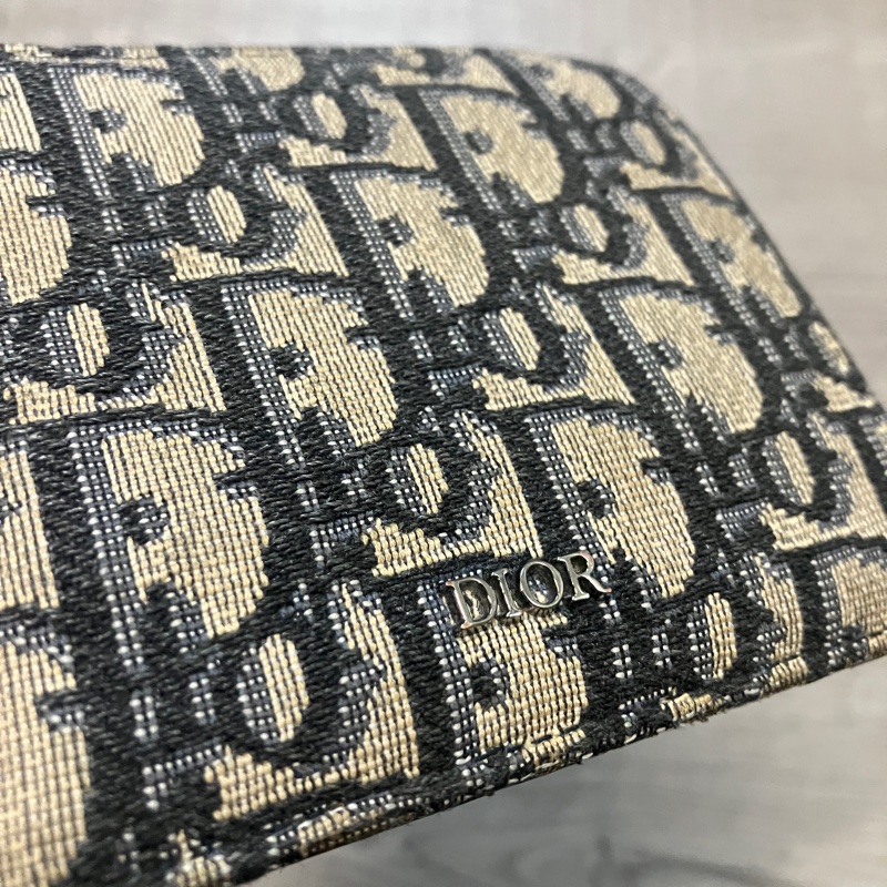 （售出）DIOR 迪奧 Oblique 緹花 短夾 皮夾 錢包 對折 帆布 老花 原花 滿版 CD LOGO-37