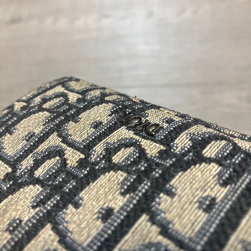 （售出）DIOR 迪奧 Oblique 緹花 短夾 皮夾 錢包 對折 帆布 老花 原花 滿版 CD LOGO-40