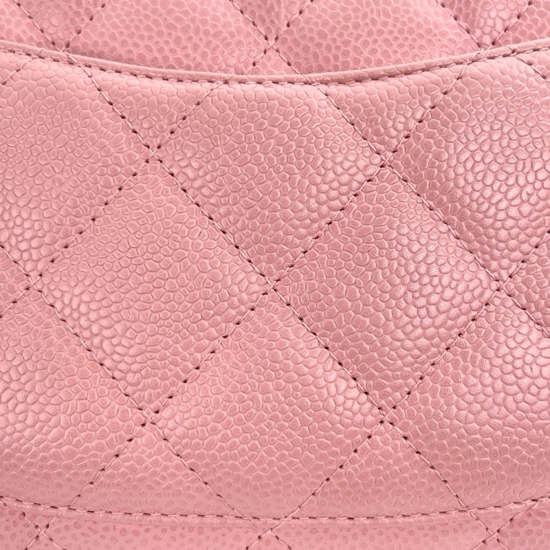 「JL精品代購」 香奈兒櫻花粉荔枝牛皮保齡球手提包小號-10