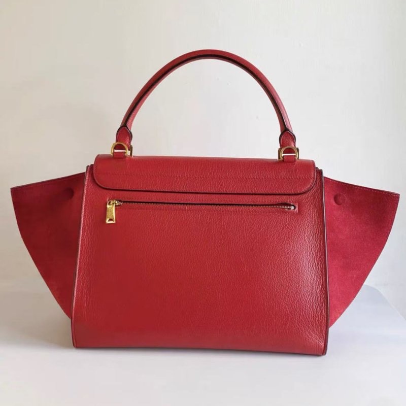 celine 紅色金扣trapeze中號斜背包 婚包 30*25*15,98新 配件塵袋-6