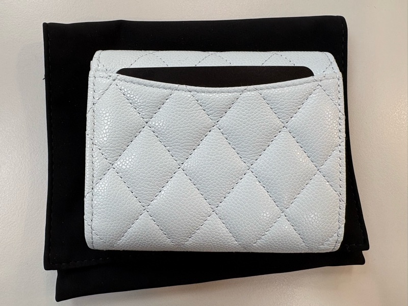 全新 Chanel三折短夾 錢包 淺藍色2025.5月購-2