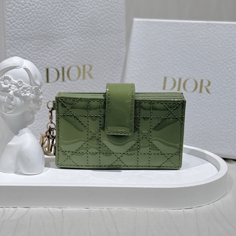 全新迪奧Lady Dior5格綠色小號漆皮藤格紋風琴卡夾卡包 尺寸10.5*6cm 專櫃在售-0