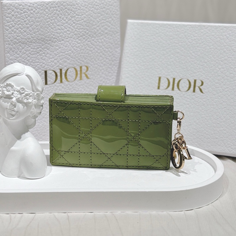 全新迪奧Lady Dior5格綠色小號漆皮藤格紋風琴卡夾卡包 尺寸10.5*6cm 專櫃在售-1