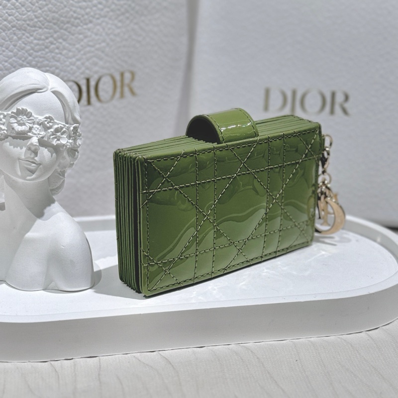 全新迪奧Lady Dior5格綠色小號漆皮藤格紋風琴卡夾卡包 尺寸10.5*6cm 專櫃在售-2