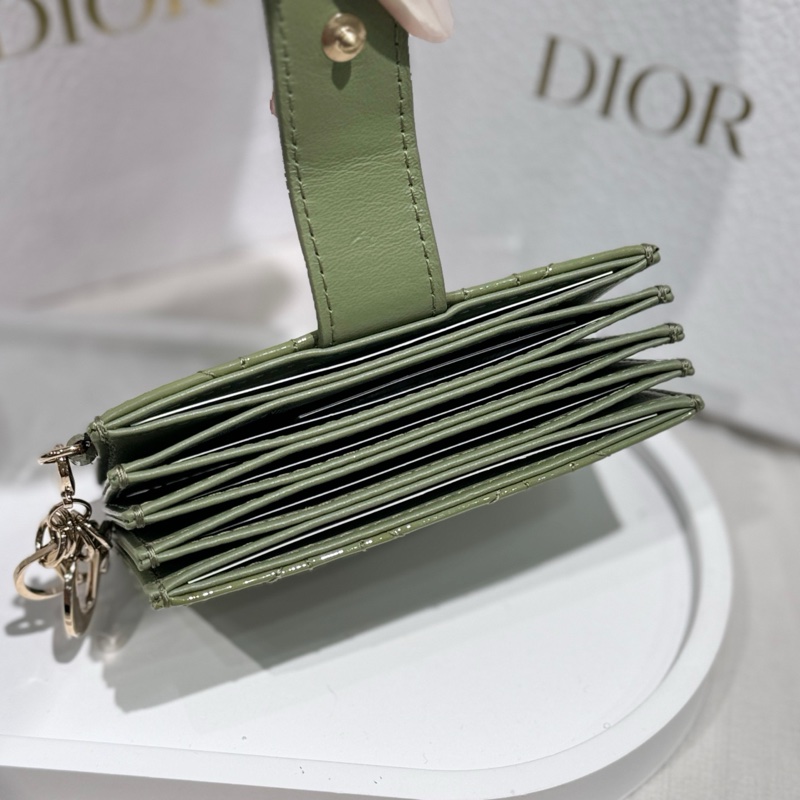 全新迪奧Lady Dior5格綠色小號漆皮藤格紋風琴卡夾卡包 尺寸10.5*6cm 專櫃在售-5