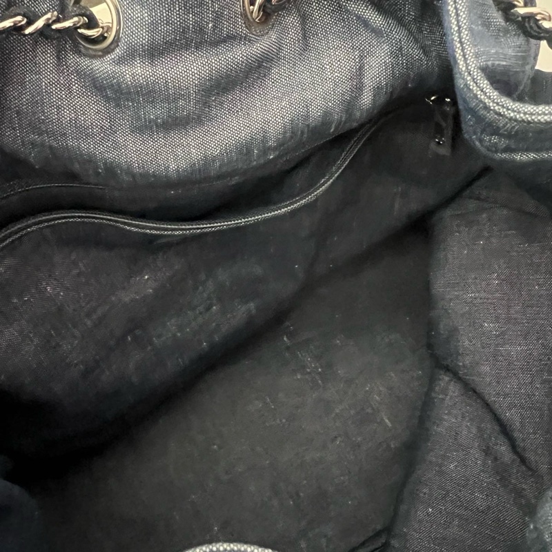 Chanel牛仔丹寧布水桶鍊帶手提雙肩包-5